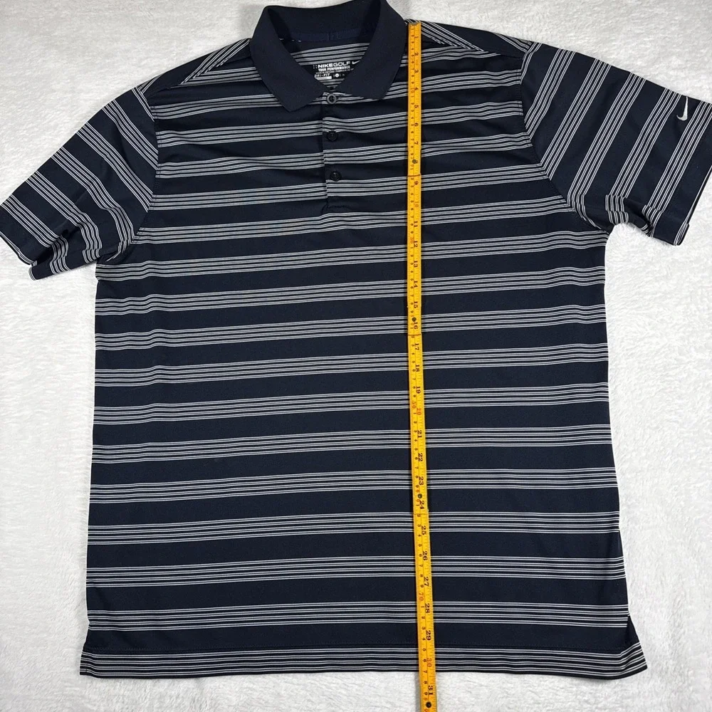 NIKE GOLF Men's Navy Blue/White Stripe SS Shirt Tour Peformance Fri-Fit  Size XL